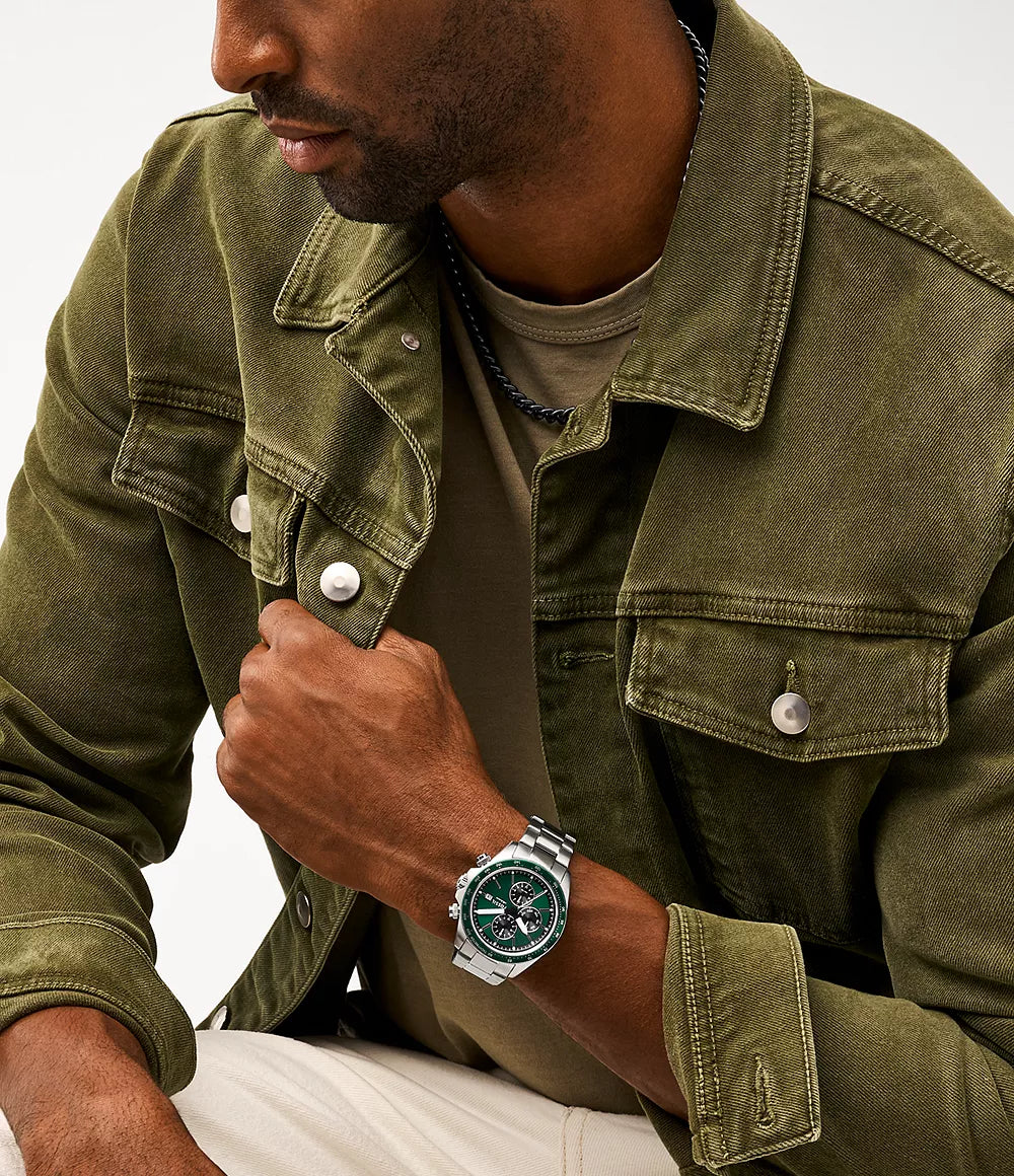 Autocross Multifunction Brown Leather Watch