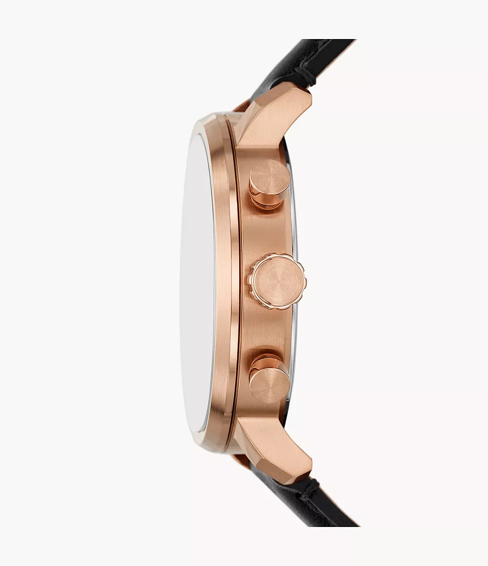 Rhett Multifinction Black Leather Watch