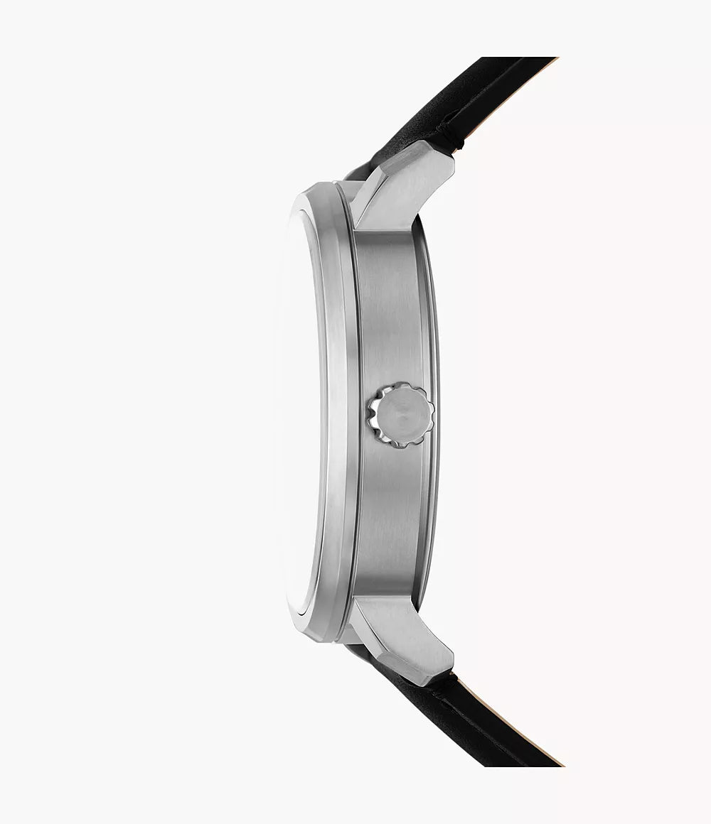 Rhett Multifunction Black Leather Watch