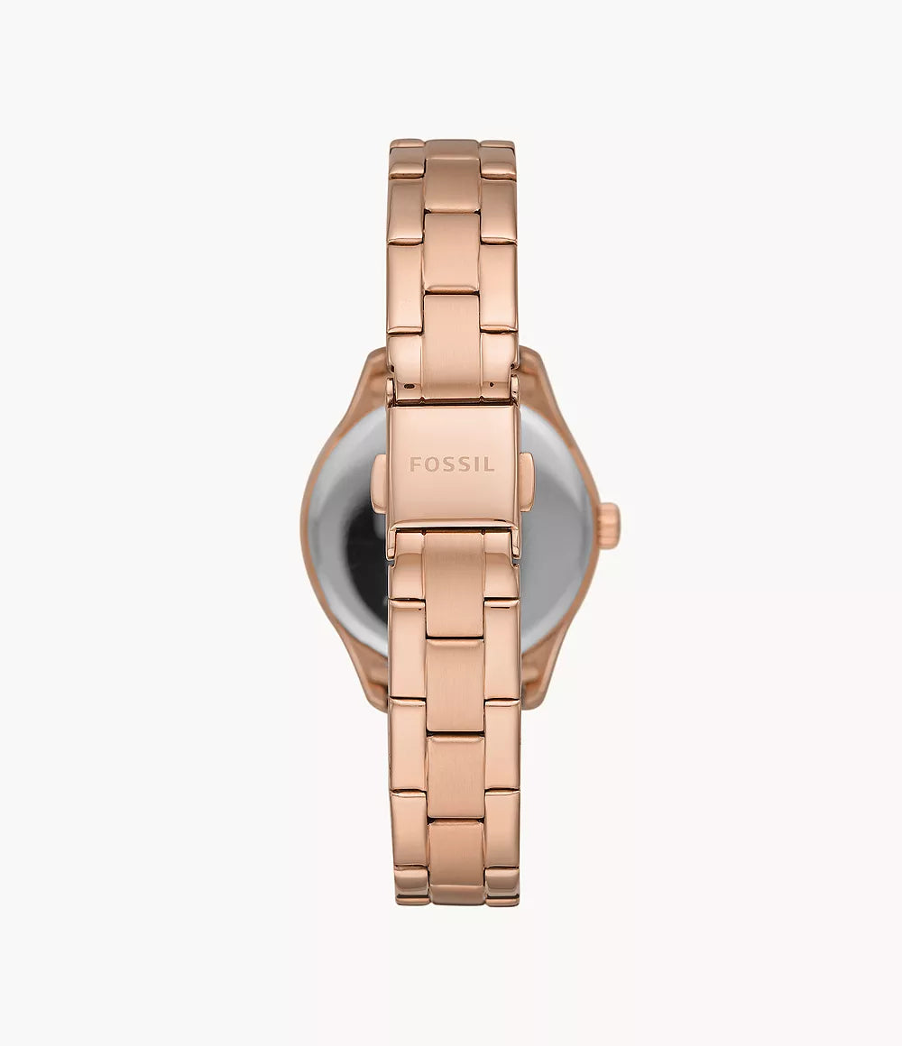 Rye Three-Hand Date Rose Gold-Tone Stainless Steel Watch