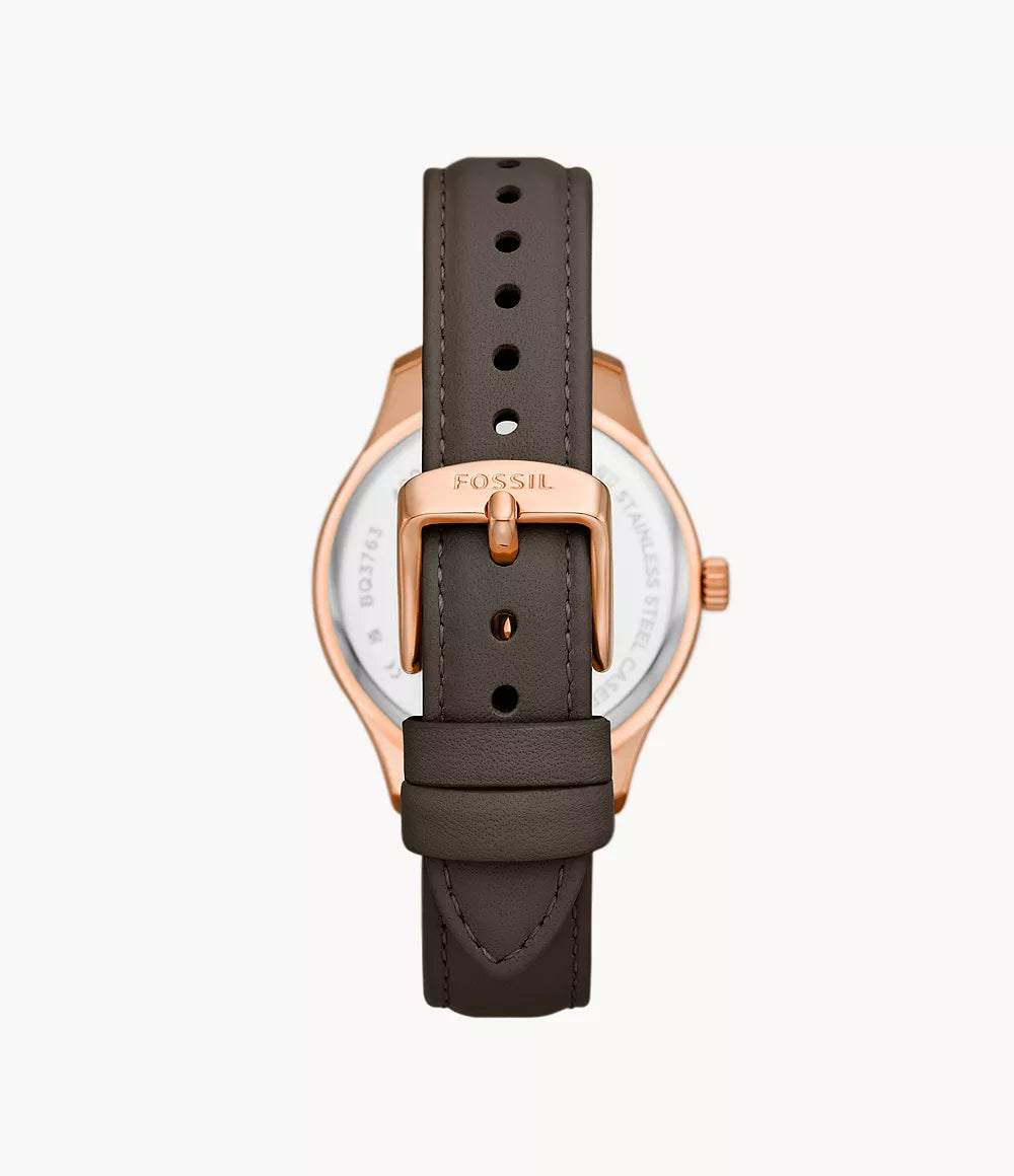 Rye Multifuntion Gray Leather Watch