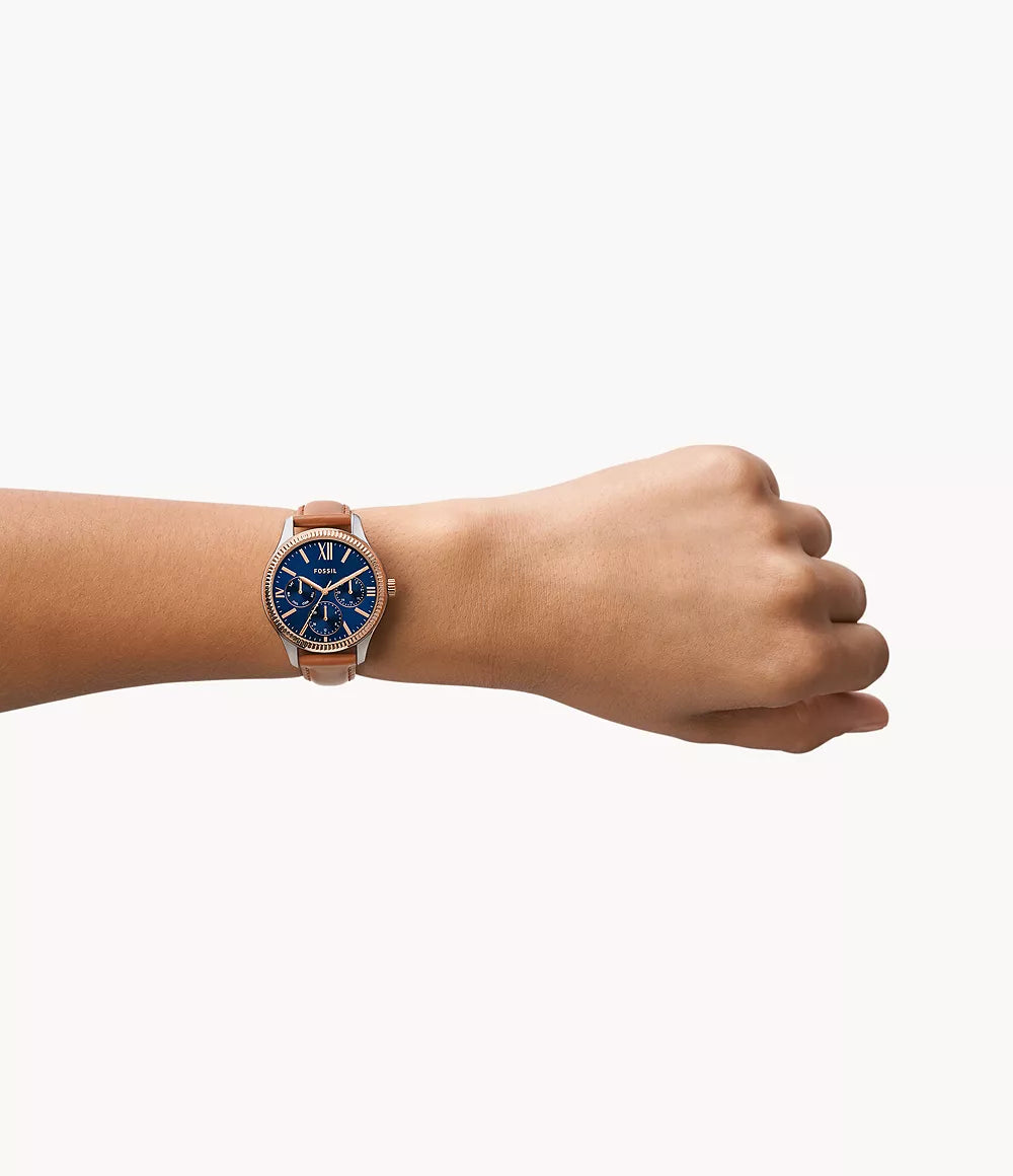 Rye Multifunction Brown Leather Watch