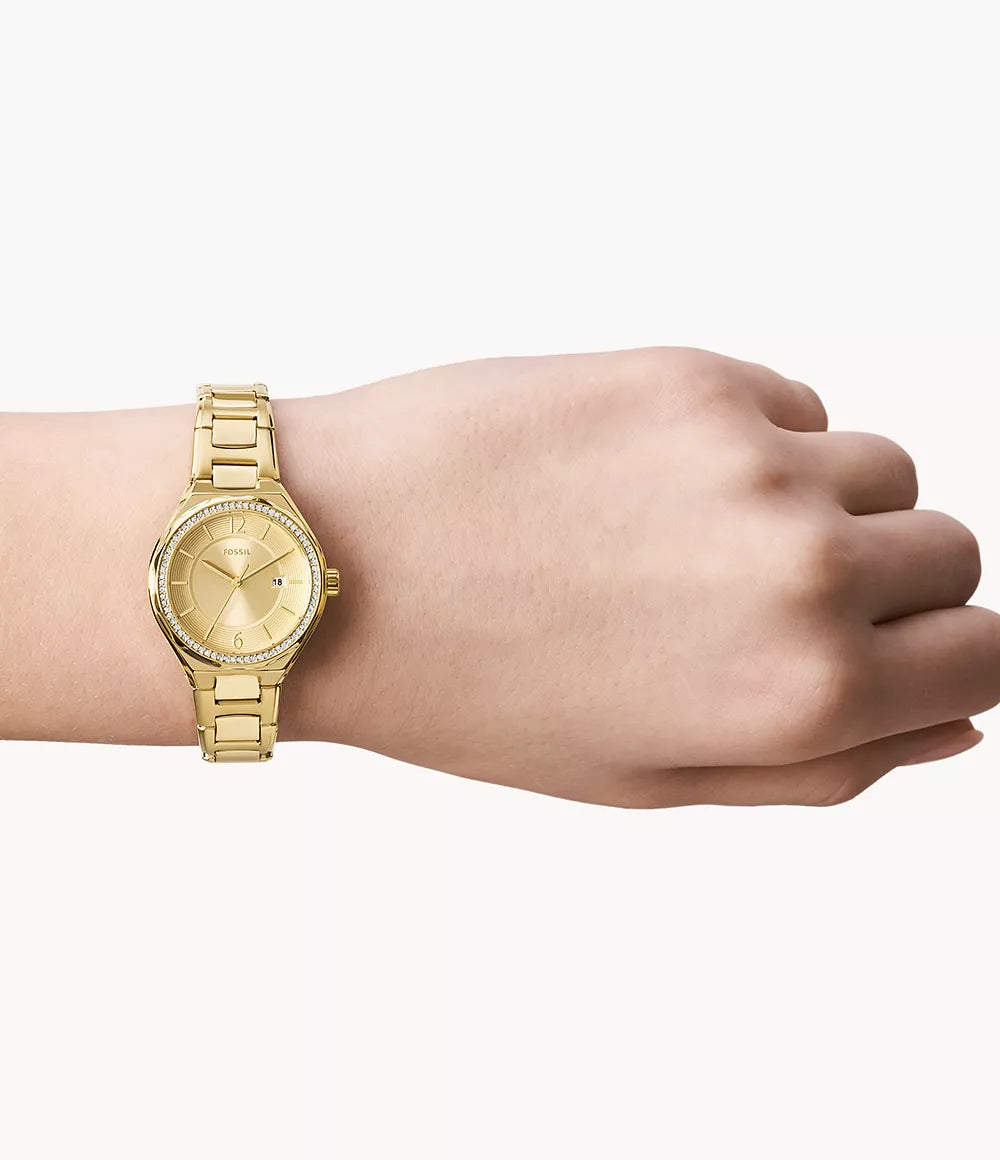 Eevie Three-Hand Date Gold-Tone Stainless Steel Watch