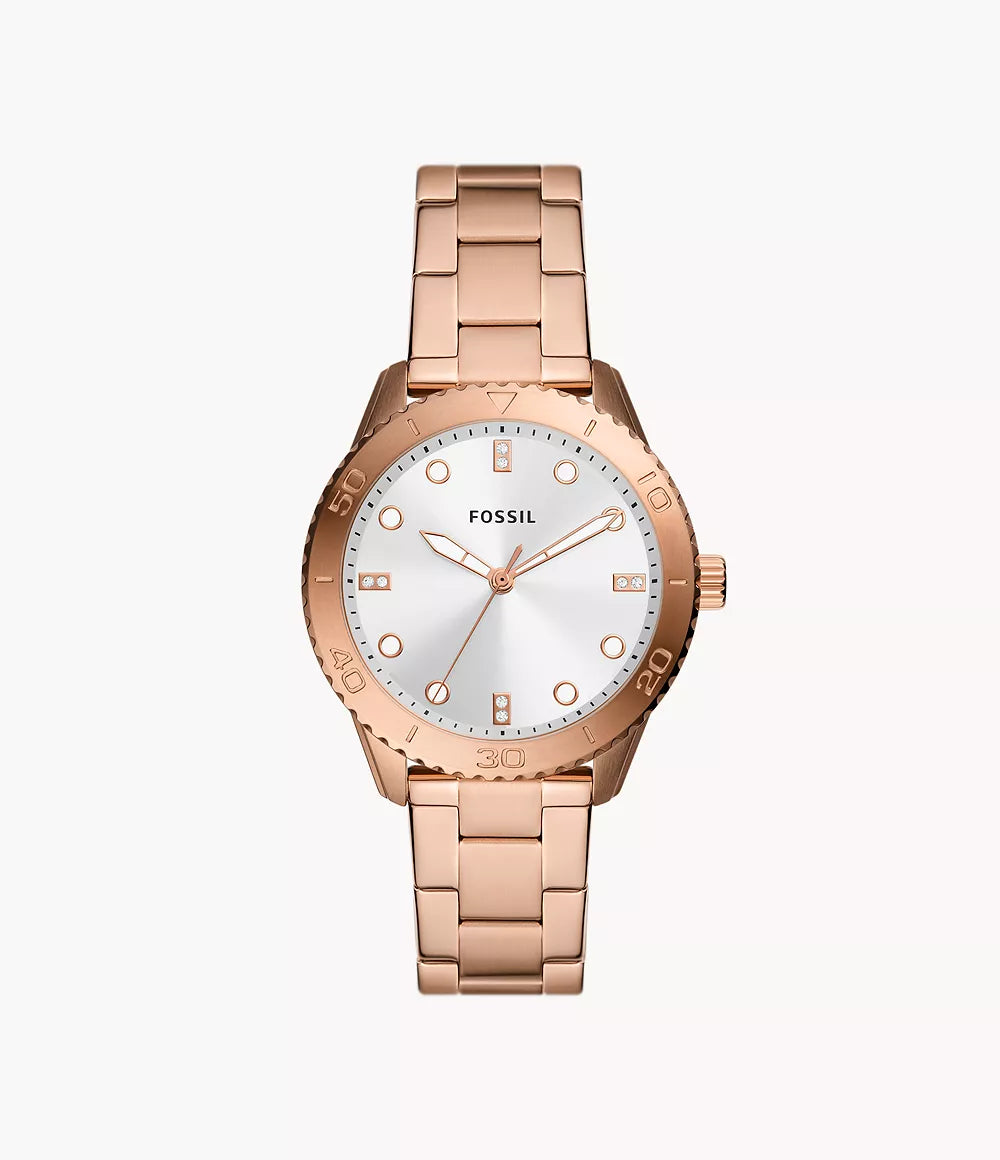 Dayle Three-Hand Rose Gold-Tone Stainless Steel Watch