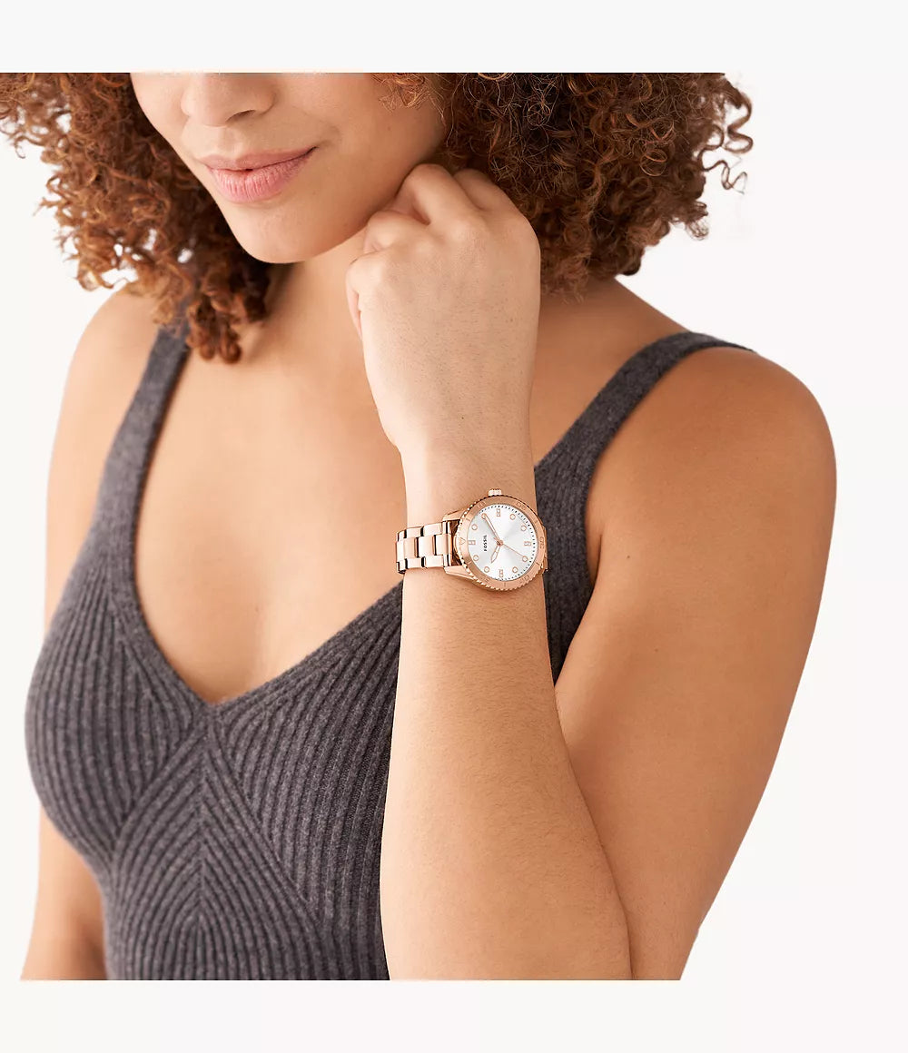 Dayle Three-Hand Rose Gold-Tone Stainless Steel Watch
