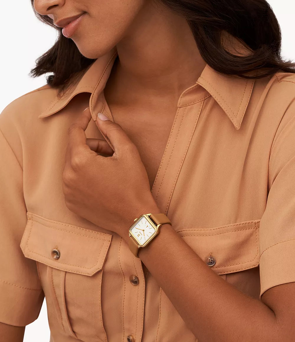 Colleen Three-Hand Brown Leather Watch