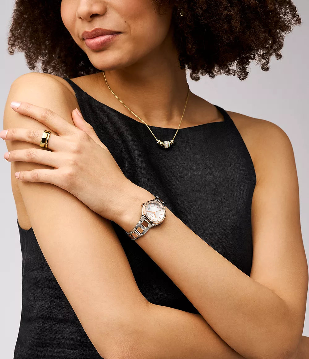 Eevie Three-Hand Date Two-Tone Stainless Steel Watch