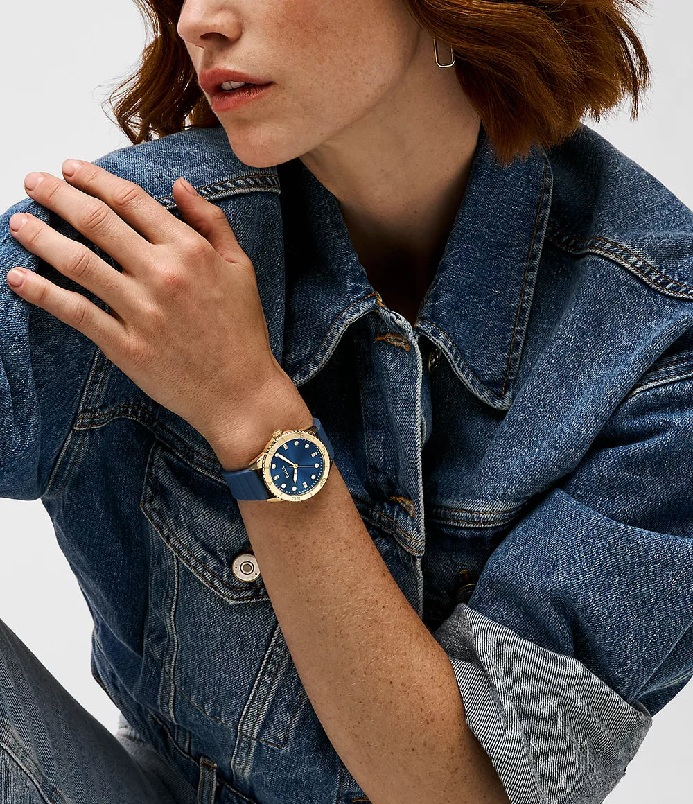 Dayle Three-Hand Navy Silicone Watch