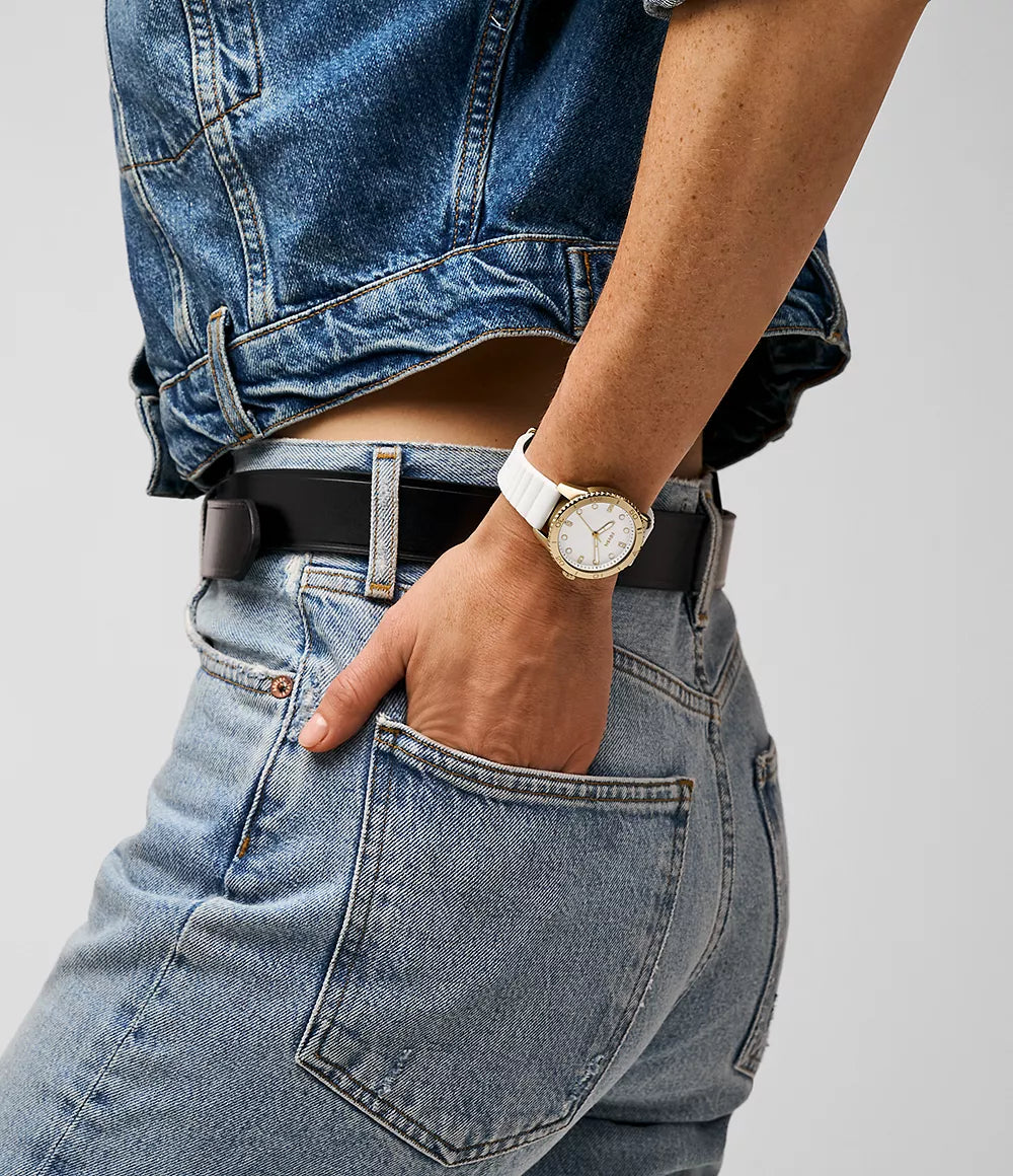 Dayle Three-Hand White Silicone Watch