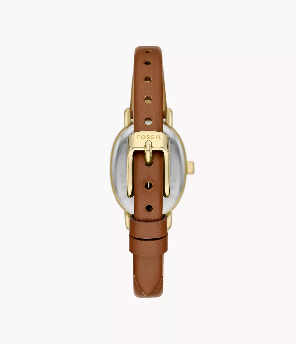 Penny Three-Hand Medium Brown Leather Watch