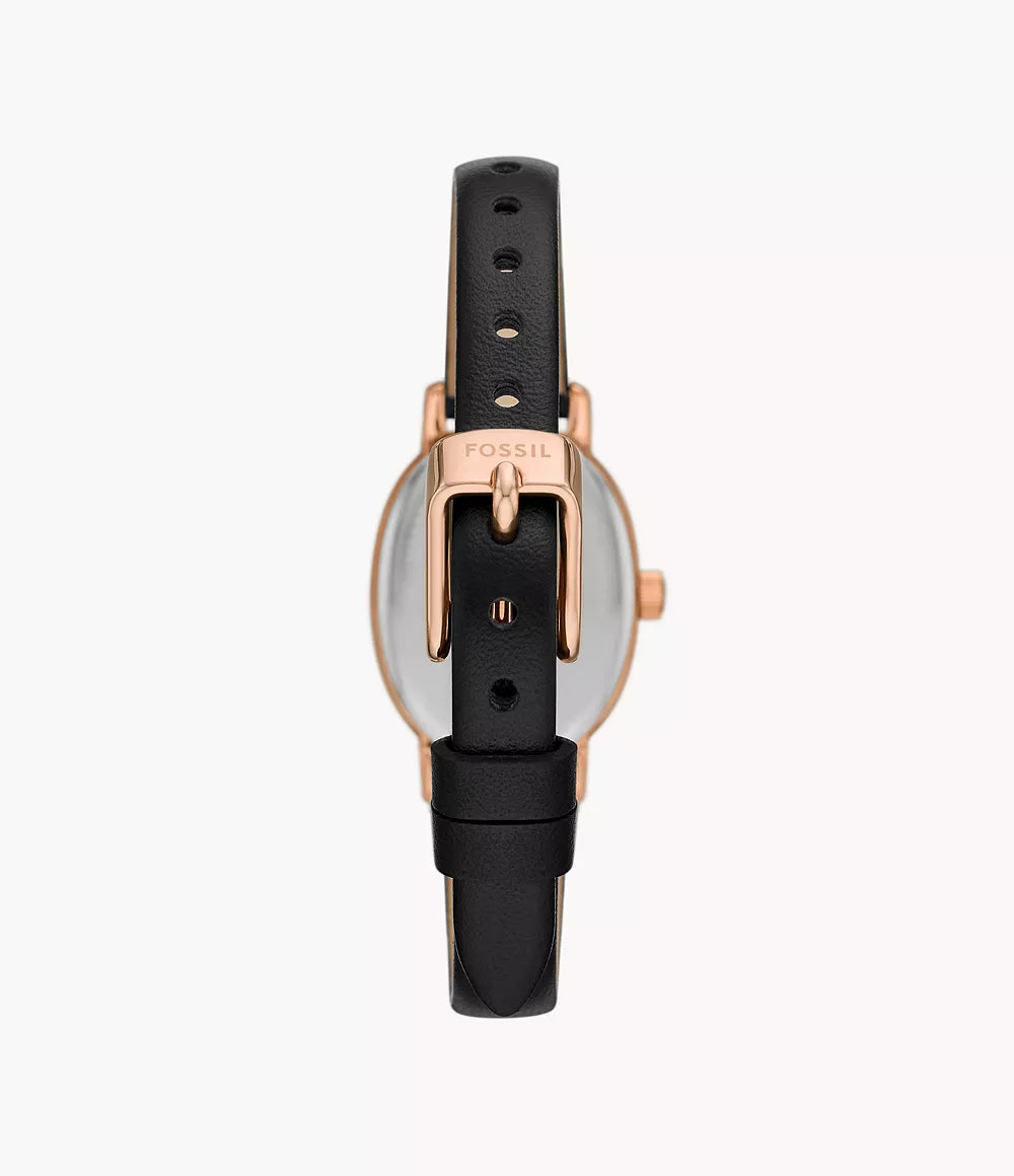 Penny Three-Hand Medium Black Leather Watch