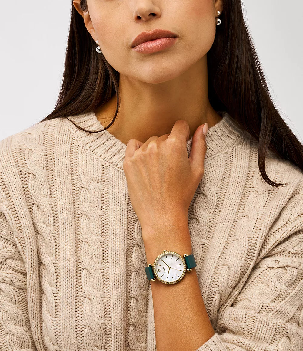 Tillie Three-hand Jade Leather Watch