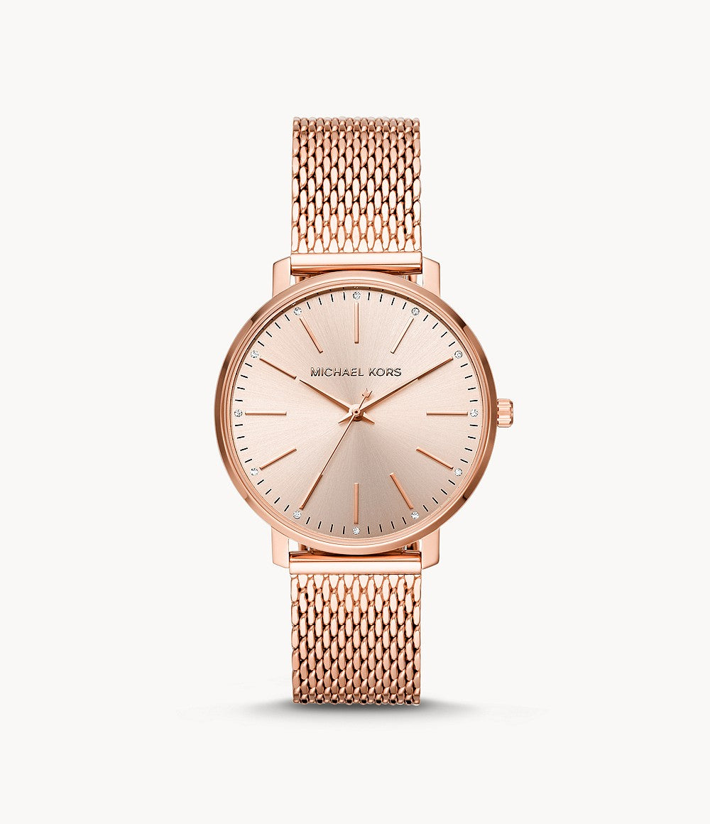 Michael Kors Women’S Pyper Three-Hand Rose Gold-Tone Watch