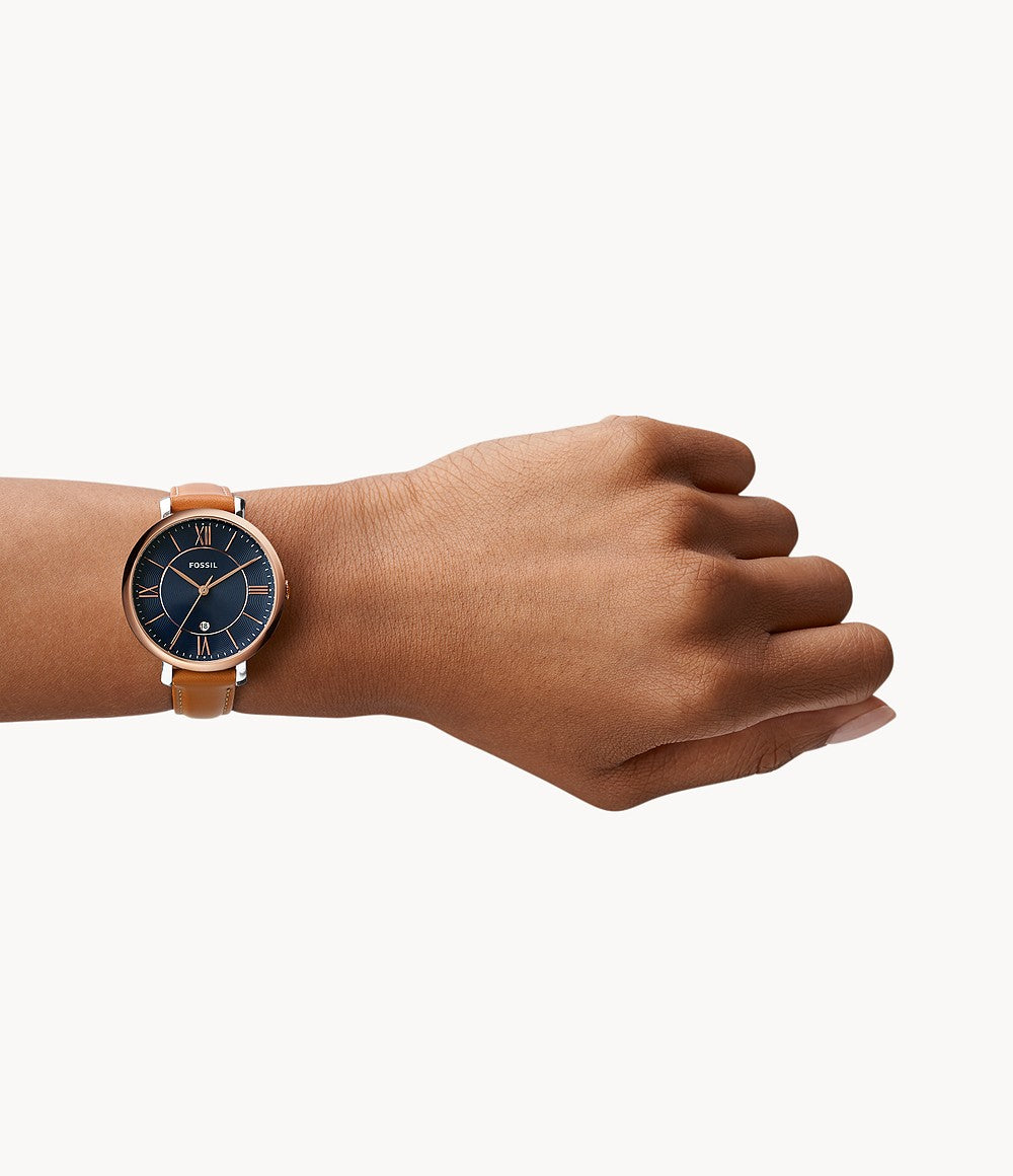 Fossil Jacqueline Three-Hand Date Luggage Leather Watch