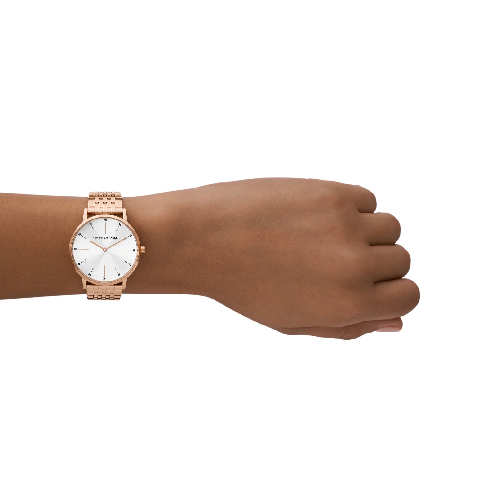 Armani Exchange Rose Gold Watch with Necklace