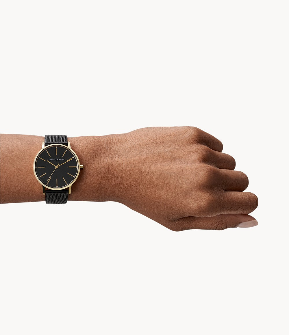 Armani Exchange Three-Hand Black Steel Watch