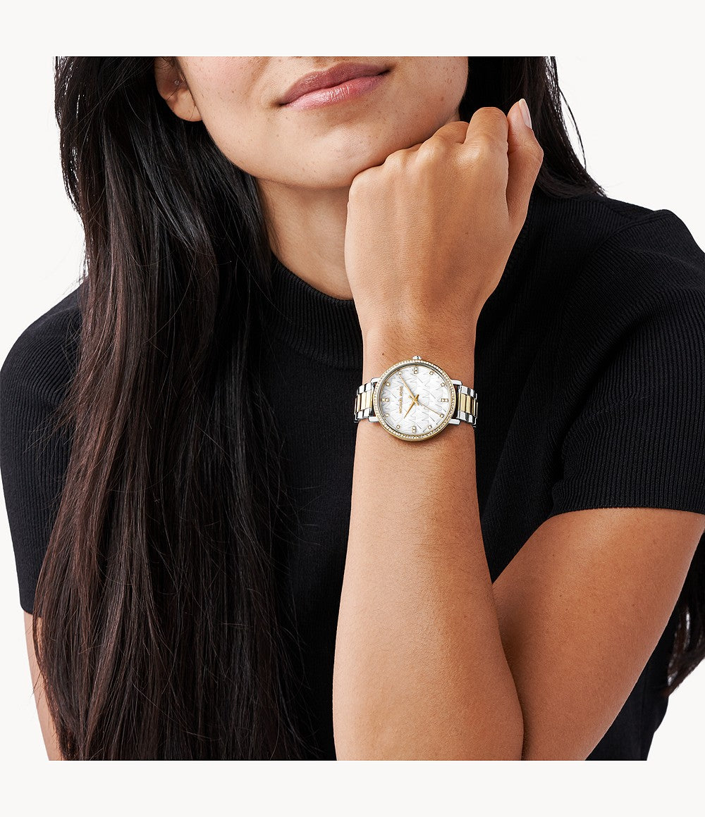 Michael Kors Pyper Three-Hand Two-Tone Alloy Watch