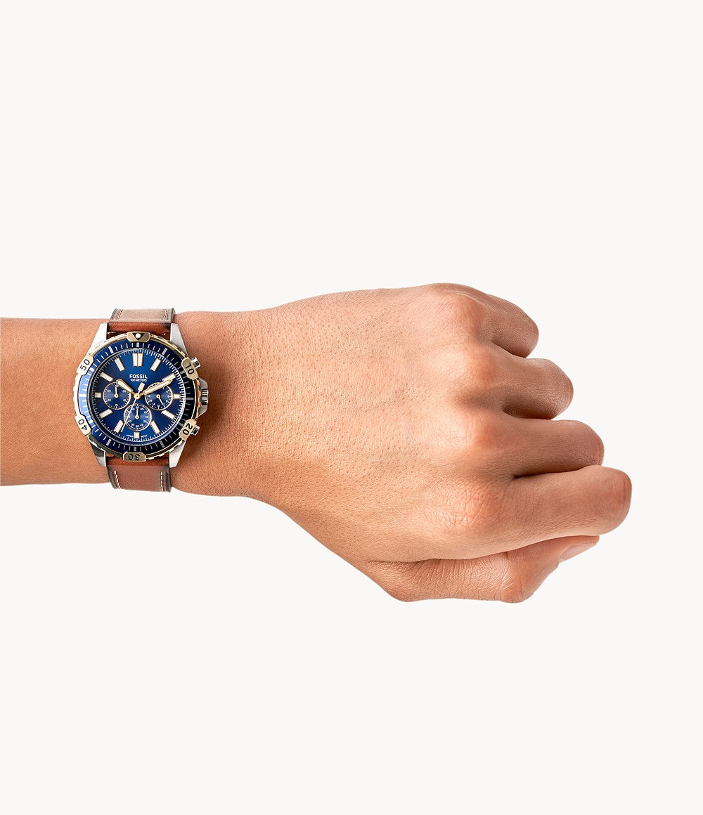 Fossil Garrett Chronograph Luggage Leather Watch