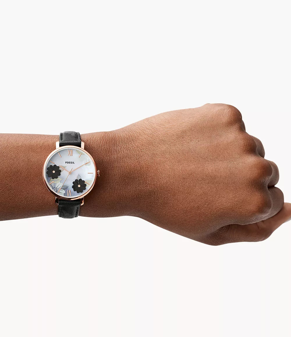 Fossil Jaqueline Three - Hand Black Leather Watch