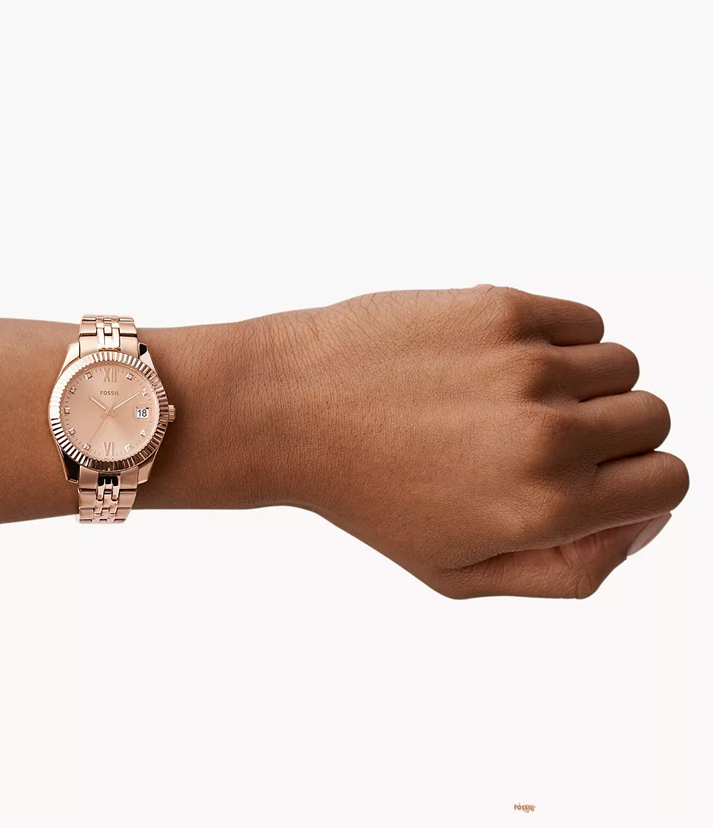 Scarlette Mini Three-Hand Date Rose Gold-Tone Stainless Steel Watch