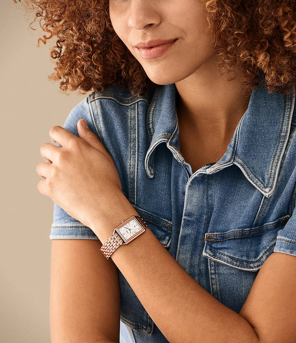 Raquel Three-Hand Date Rose Gold-Tone Stainless Steel Watch
