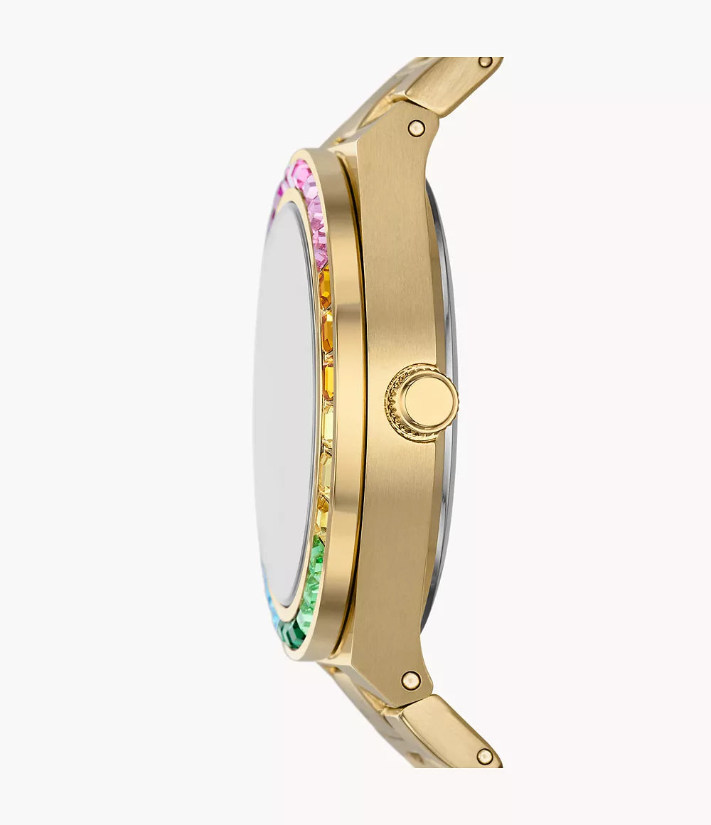 Scarlette Three-Hand Date Gold-Tone Stainless Steel Watch And Tropping Box Set