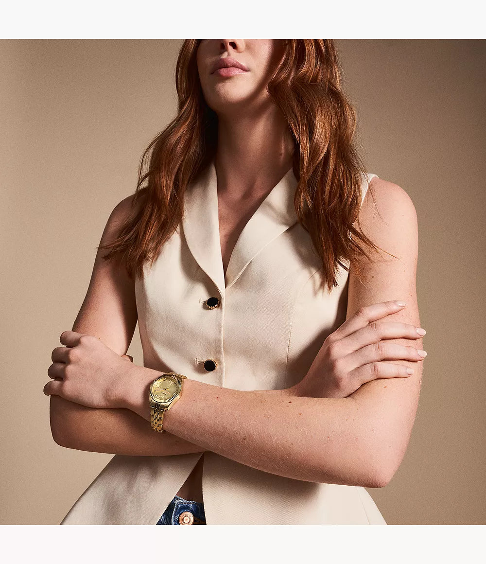 Scarlette Three-Hand Date Gold-Tone Stainless Steel Watch