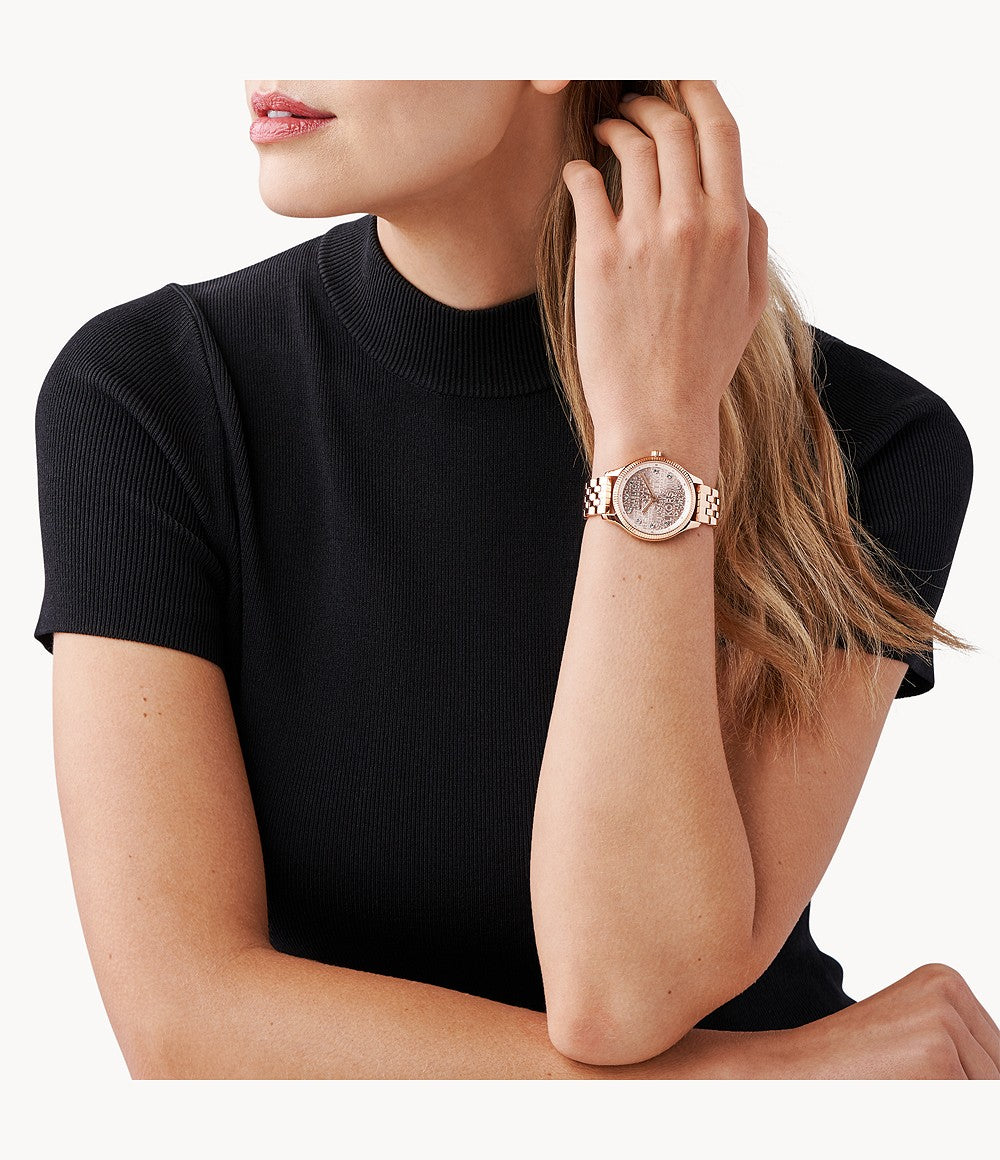 Michael Kors Lexington Three-Hand Rose Gold-Tone Ladies Watch