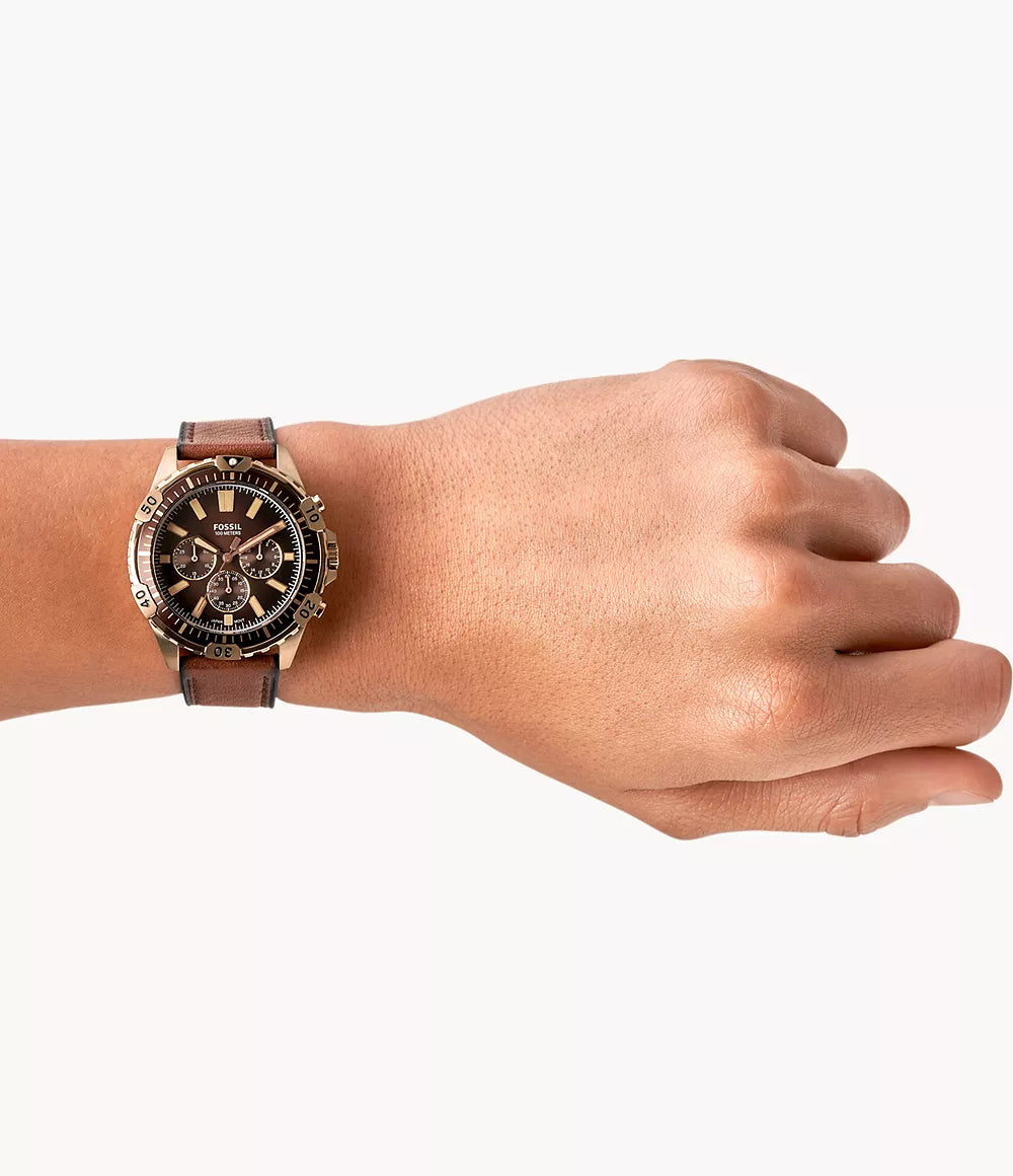 Fossil Garret Chronograph Medium Brown LiteHide™ Leather Watch