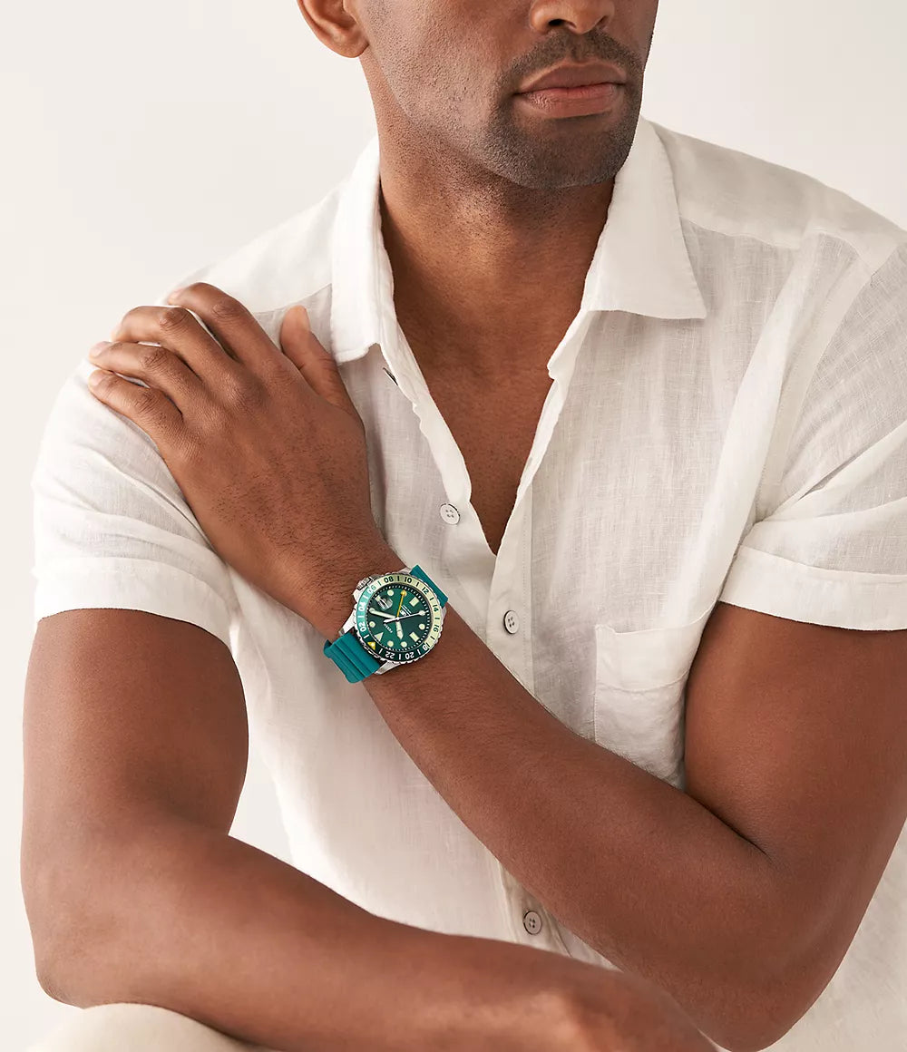 Fossil Blue Gmt Oasis Silicone Watch