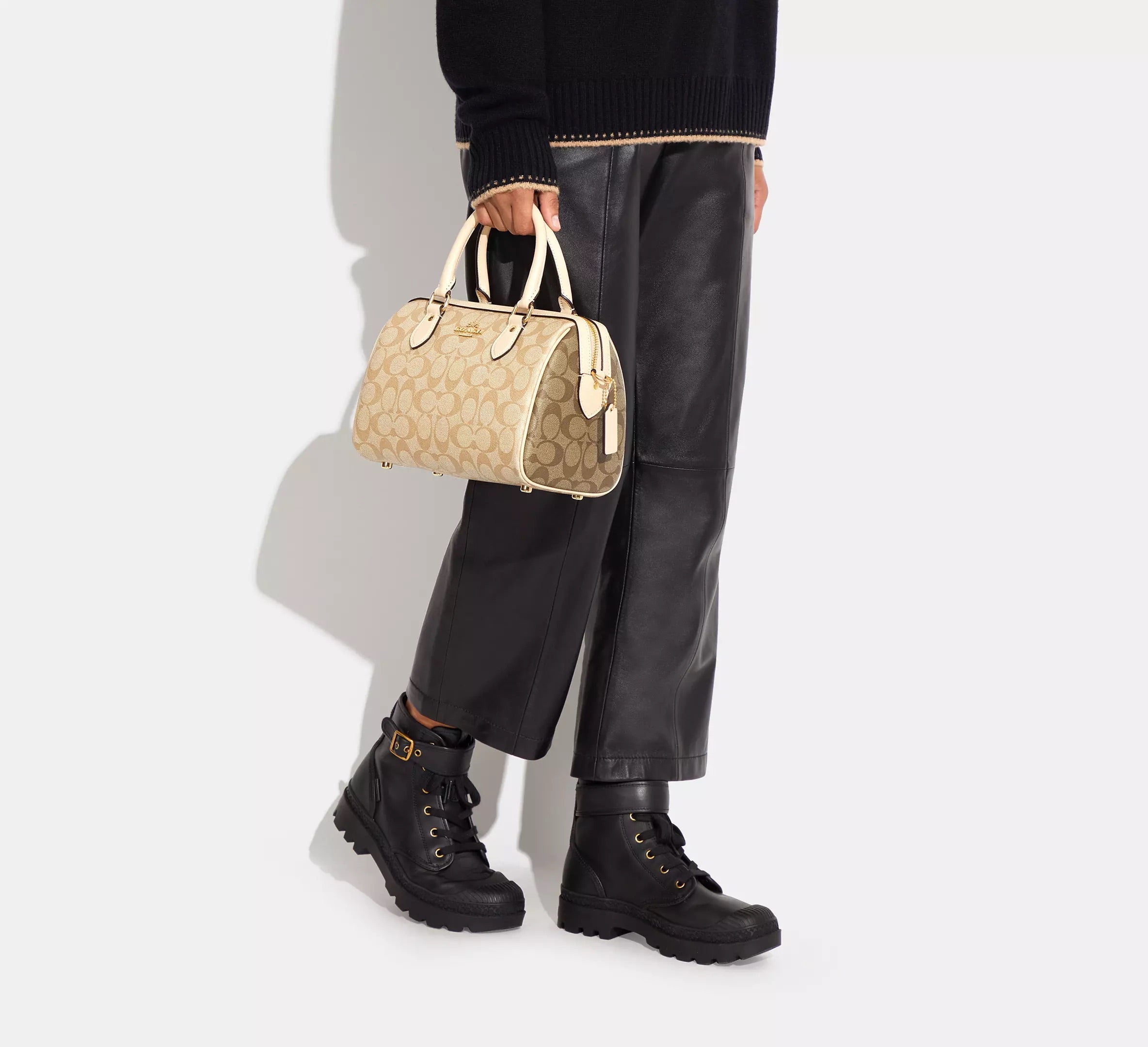 Rowan Satchel Bag In Blocked Signature Canvas