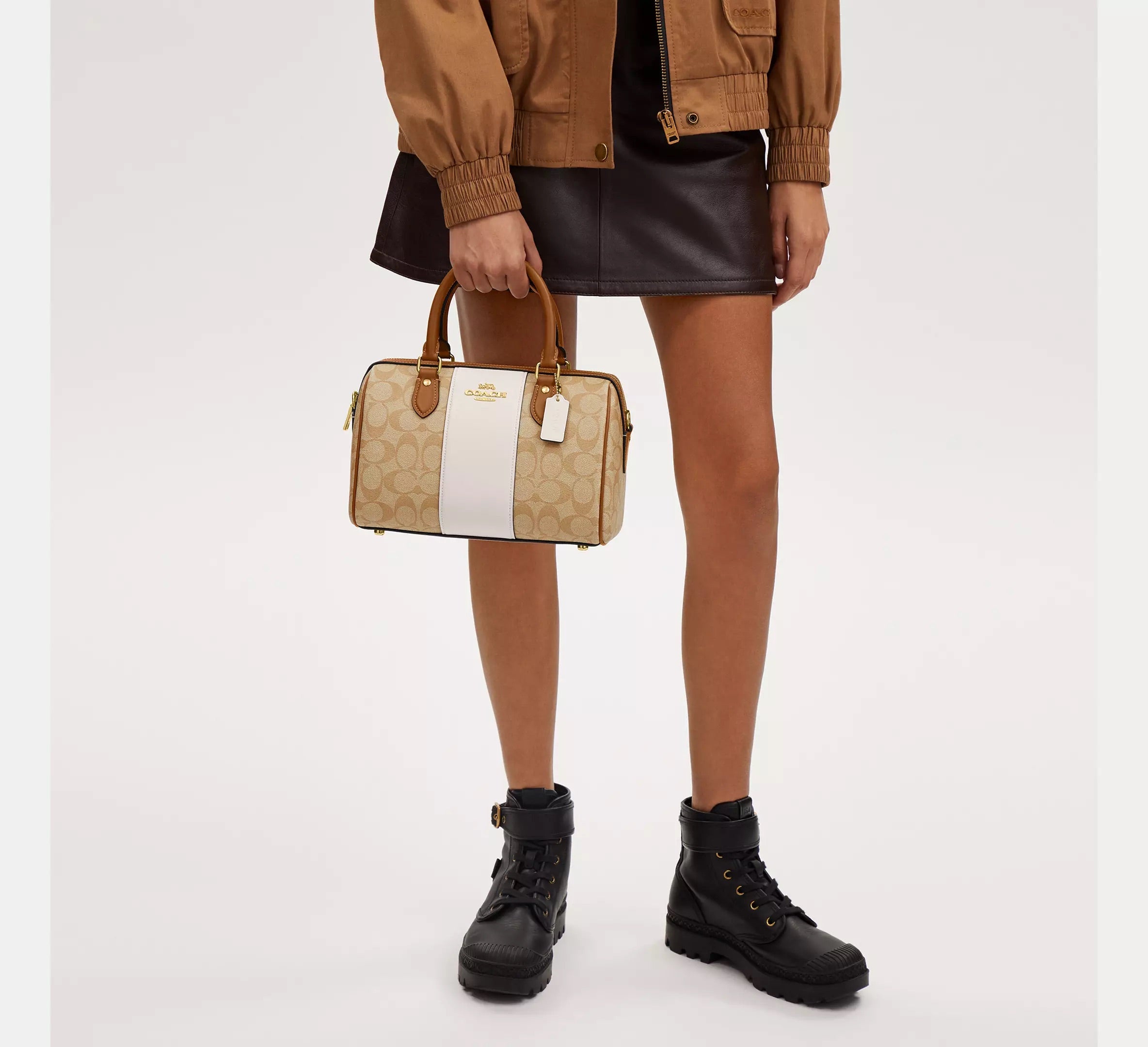 Rowan Satchel Bag In Signature Canvas With Stripe