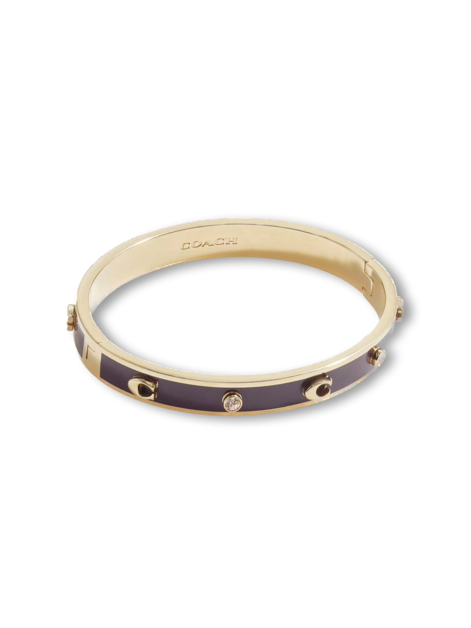 Signature And Stone Hinged Bangle