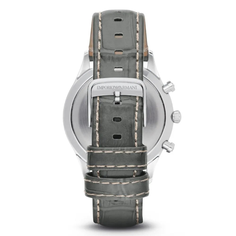 Emporio Armani Dress Chronograph Gray Leather Watch
