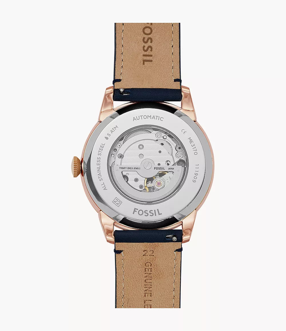 Fossil Townsman Automatic Navy Leather Watch