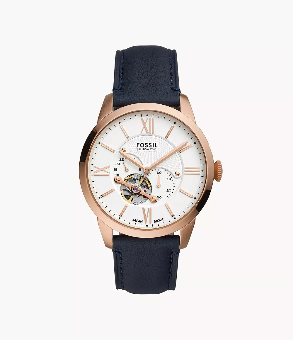Fossil Townsman Automatic Navy Leather Watch