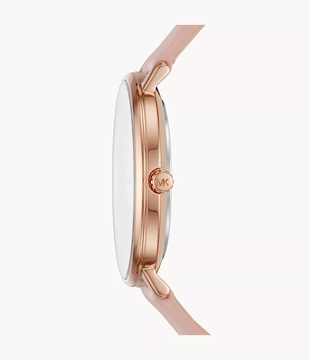Michael Kors Women's Pyper Rose Gold-Tone And Blush Leather Watch