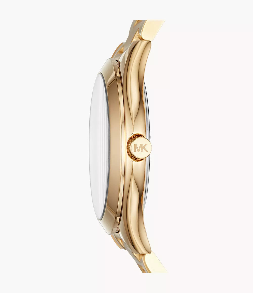 Michael Kors Mini Slim Runway Three-Hand Gold-Tone Stainless Steel Watch