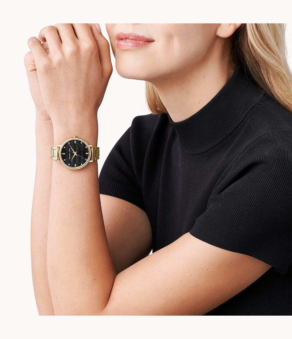 Michael Kors Pyper Three-Hand Gold-Tone Alloy Watch