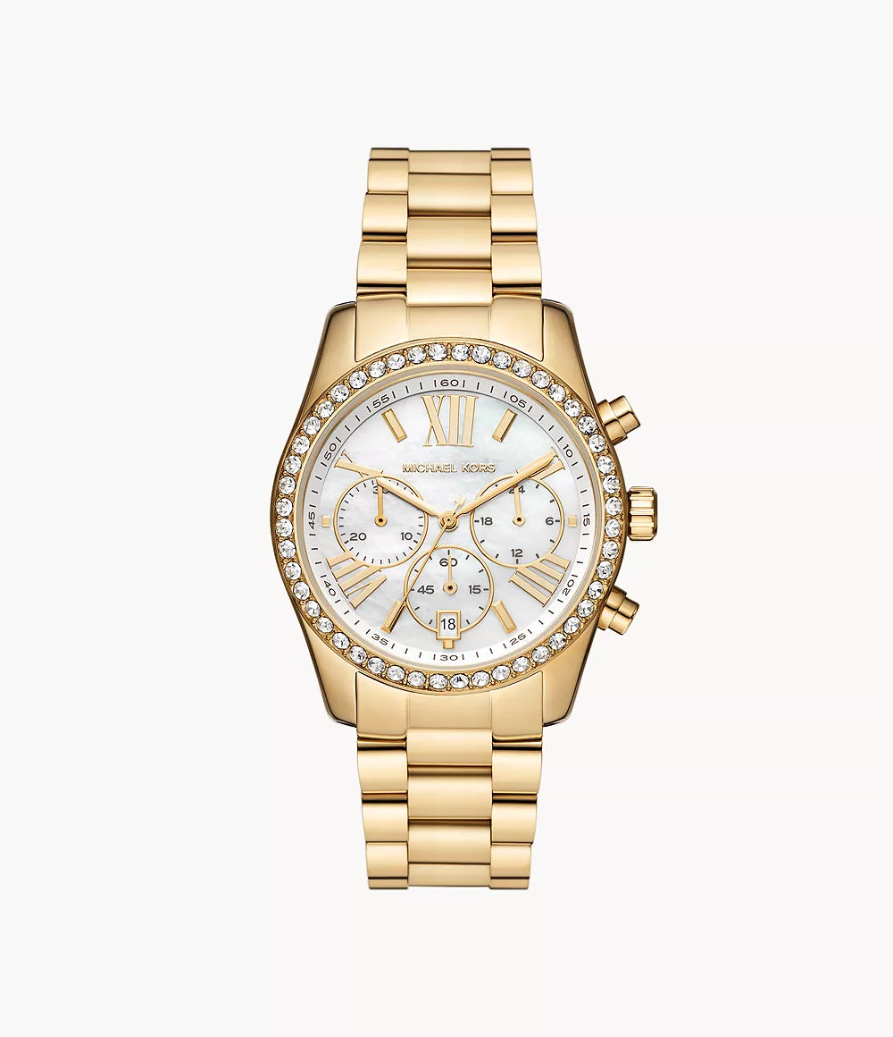 Michael Kors Lexington Lux Chronograph Gold-tone Stainless Steel Watch