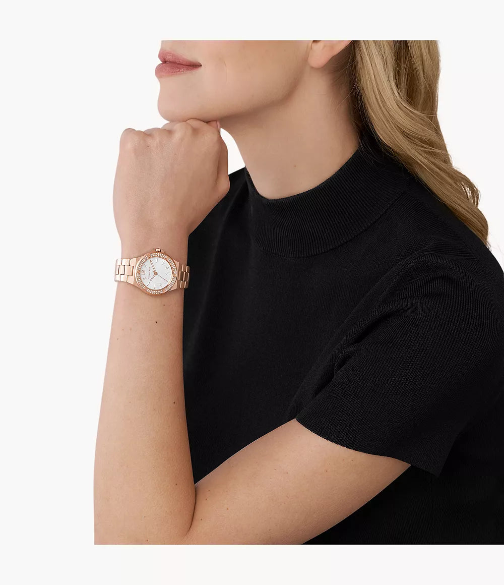 Micheal Kors Mini Lennox Three-hand Rose Gold-tone Steel Watch