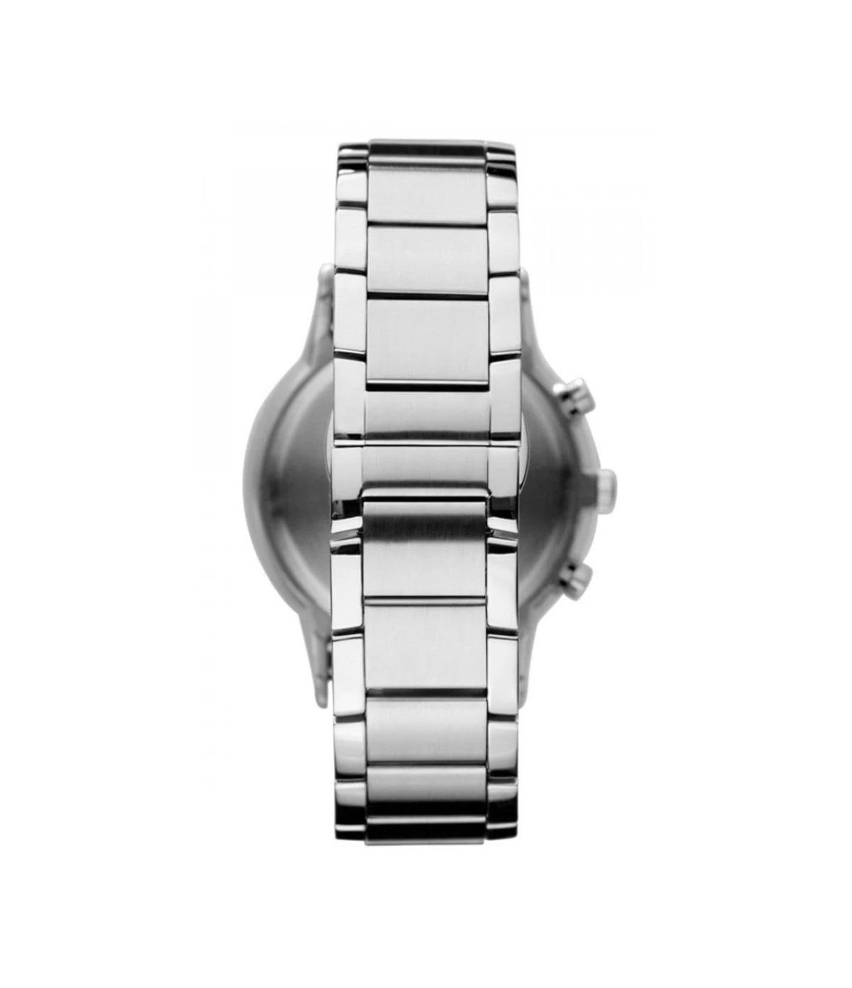 Back view of the Emporio Armani Renato AR11164 showing the silver case and silver stainless steel bracelet