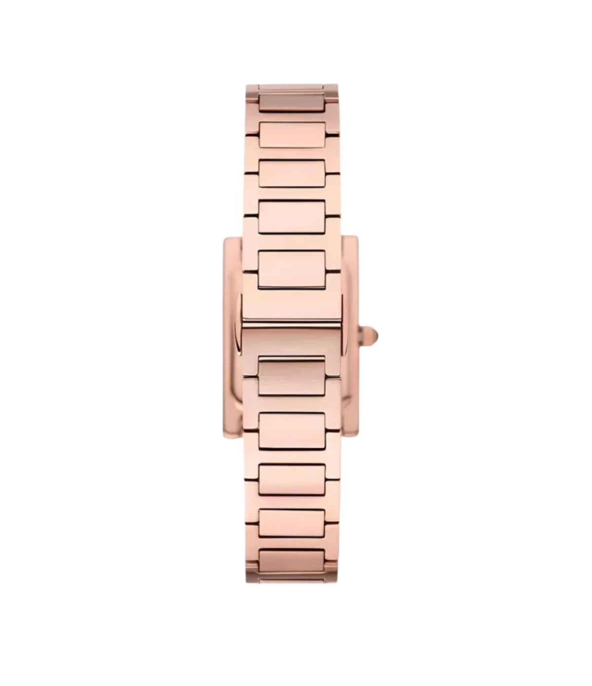 Back view of the Emporio Armani AR11641 showing the rose gold case and rose gold stainless steel bracelet