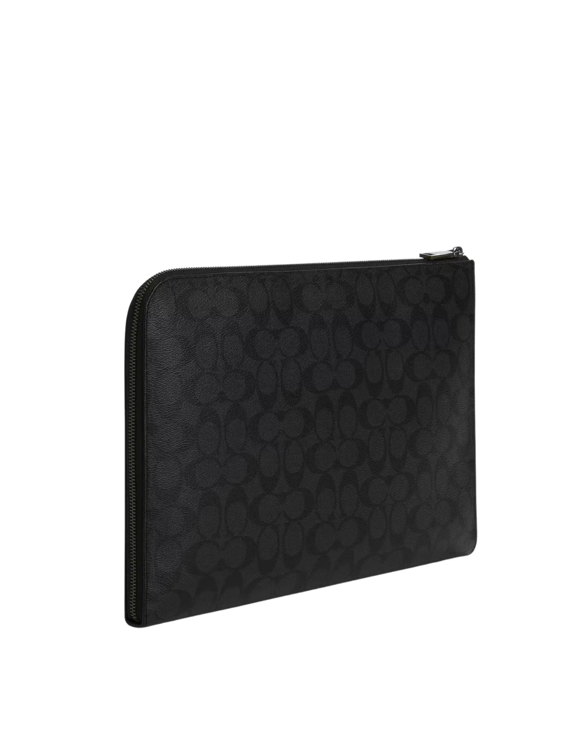 Side profile of the Coach Ethan Portfolio CU113 showing its slim canvas and leather silhouette