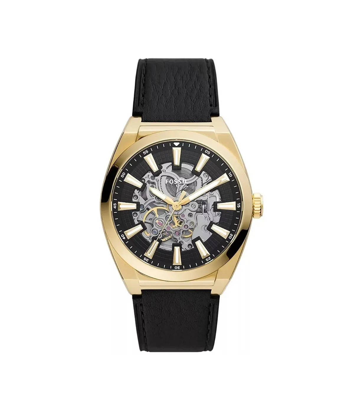 Fossil Everett ME3208 front view showing the dial, 42mm automatic watch with leather - shop at Time Vault Sri Lanka