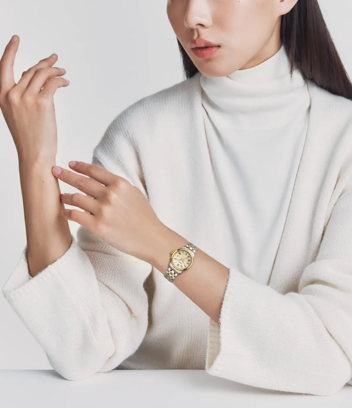 Tissot Classic Dream 28mm T1292102226300 worn on wrist lifestyle view - women's 28mm swiss quartz watch with ivory dial, available in Sri Lanka at TimeVault