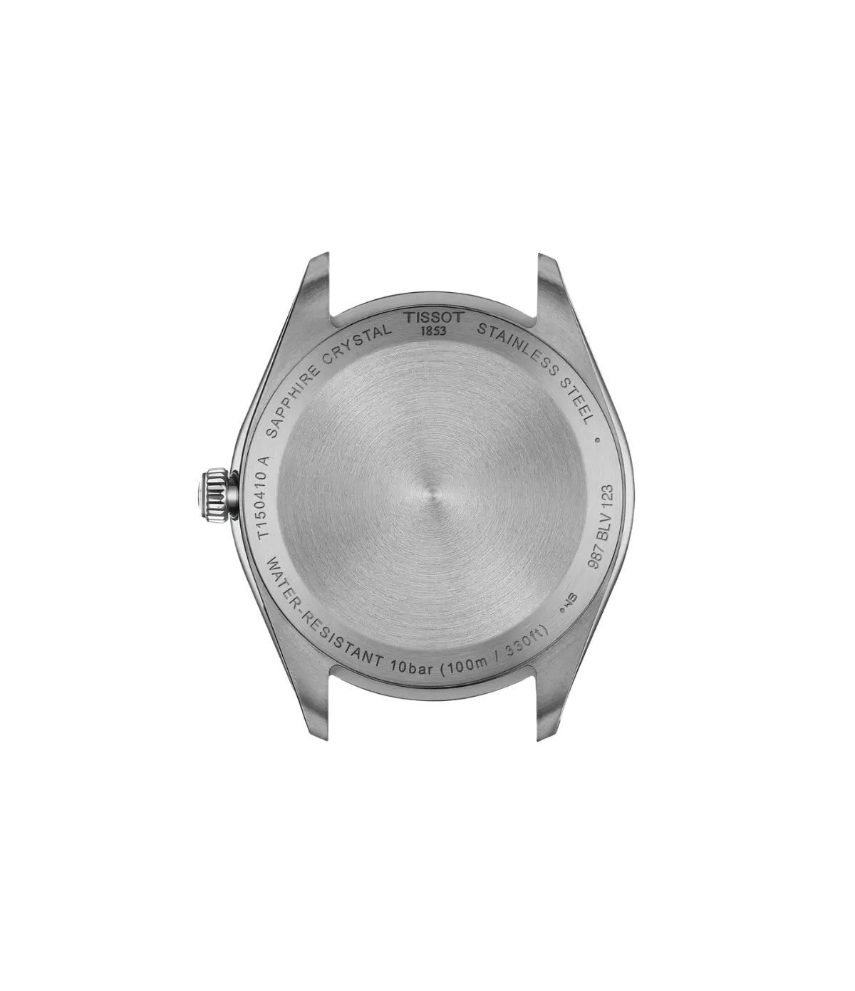 Tissot PR 100 40mm T1504101601100 case back view - men's 40mm swiss quartz watch with white dial, available in Sri Lanka at TimeVault