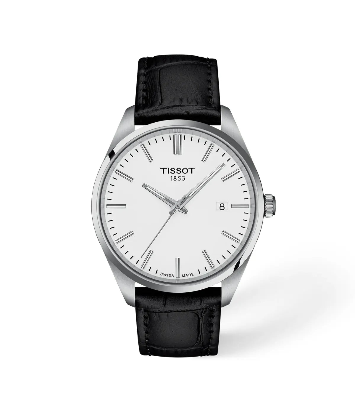 Tissot PR 100 40mm T1504101601100 front view - men's 40mm swiss quartz watch with white dial, available in Sri Lanka at TimeVault