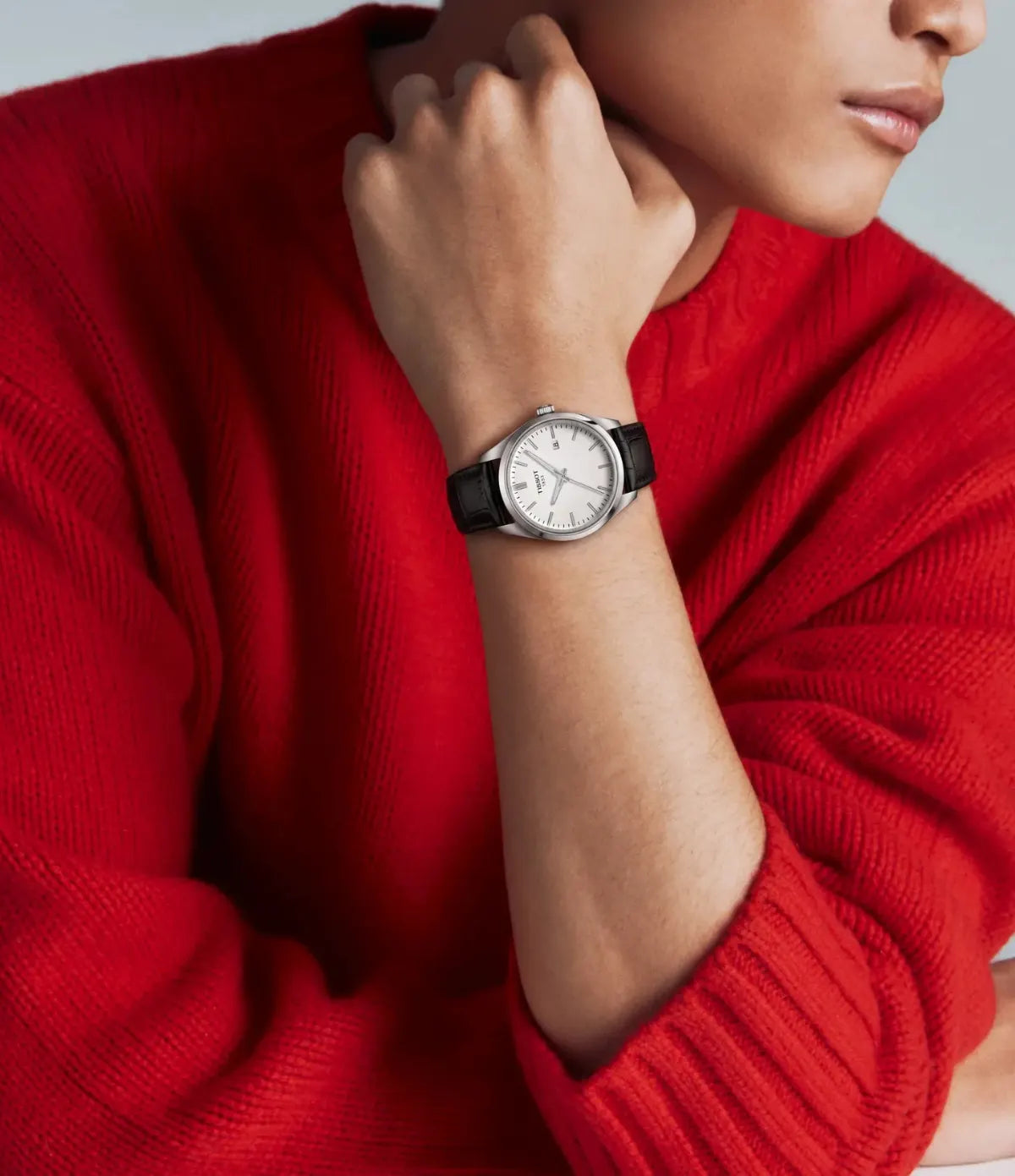 Tissot PR 100 40mm T1504101601100 worn on wrist lifestyle view - men's 40mm swiss quartz watch with white dial, available in Sri Lanka at TimeVault
