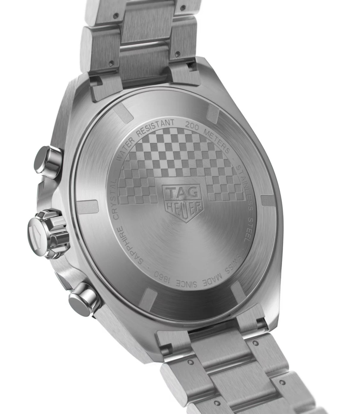 Plain steel caseback of the TAG Heuer Formula 1 Chronograph CAZ101K.BA0842 quartz watch